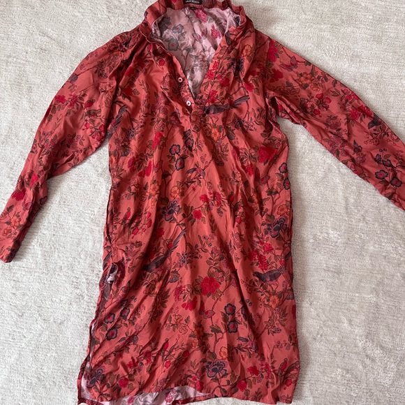 Orange Floral Jal Print Silk Kurta - Picture 4 of 5